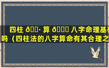 四柱 🌷 算 🐛 八字命理基础吗（四柱法的八字算命有其合理之处是可信的吗）